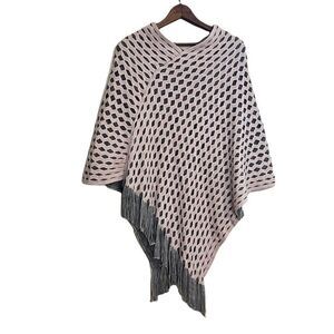 No Label Fringed Knit Poncho